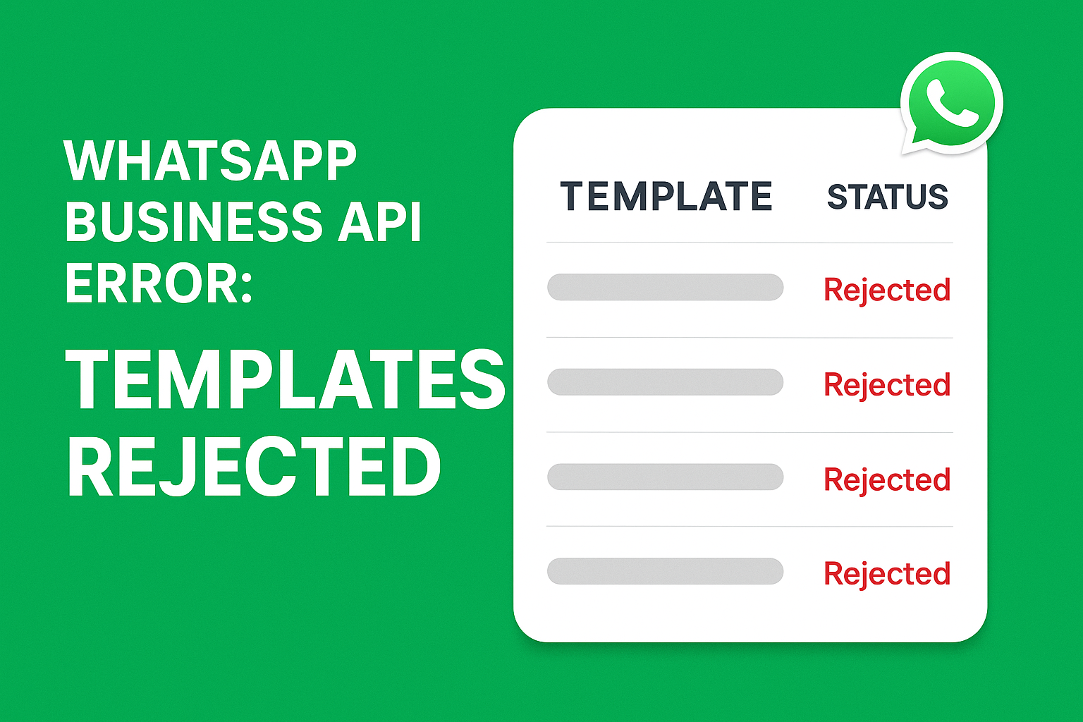 WhatsApp Business API Error: Template Rejected